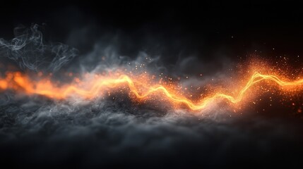 Fototapeta premium Abstract Glowing Orange Energy Wave Against Dark Background