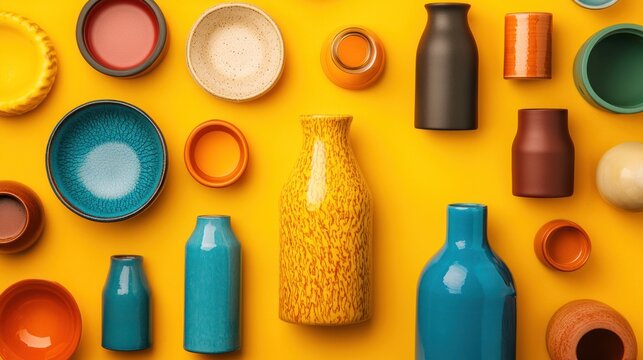 Innovative eco-friendly vases urban studio product showcase bright environment top-down view science & technology impact