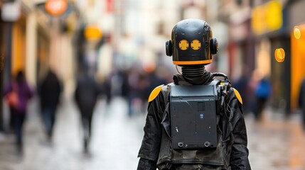 Exploring robotics and technology a futuristic robot in urban environment film and tv innovation