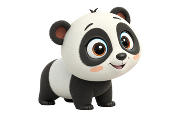 Obraz premium 3d cartoon panda kawaii style on transparent background - generated by ai