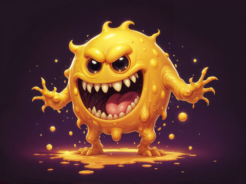 Abstract glow modern scary of Cartoon yellow blob monster Illustration