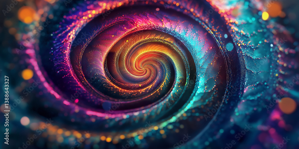 Poster Colorful swirling vortex creating mesmerizing spiral with bokeh effect