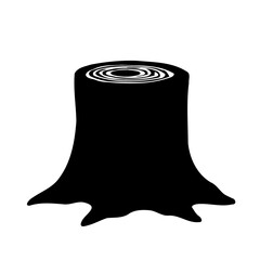 Isolated Black Tree Stump Silhouette Illustration