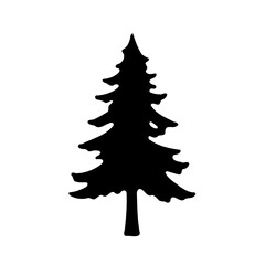 Elegant Evergreen Silhouette on Crisp White