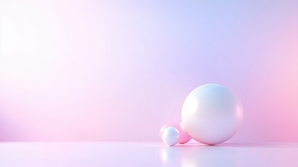 Soft, pastel-colored background with three spheres