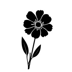 Single Dark Flower Silhouette Botanical Element