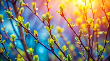 Spring Buds Emerging in Sunlight