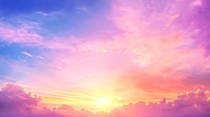 A Beautiful Sky Displays Wonderful Colors And Fluffy Clouds