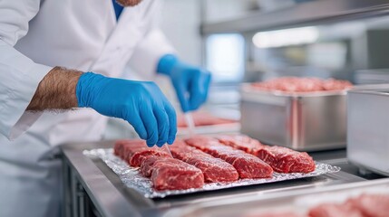 Innovative technology in food science lab-grown meat production modern kitchen culinary insights professional setting