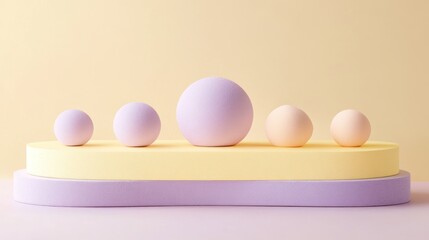 Pastel spheres on platforms