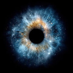 Cosmic Eye with Stars and Nebula in Dark Space Background