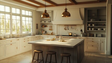 Fototapeta premium Kitchen with a mix of old and new elements, blending styles seamlessly