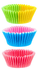 Colorful Cupcake Liners Isolated Background Photo in Pink Blue and Green Colors