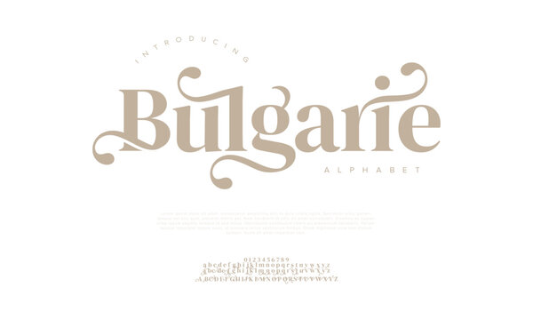 Bulgarie Elegant Font Uppercase Lowercase And Number. Classic Lettering Minimal Fashion Designs. Typography modern serif fonts regular decorative vintage concept. vector illustration