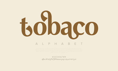 Tobaco Elegant Font Uppercase Lowercase And Number. Classic Lettering Minimal Fashion Designs. Typography modern serif fonts regular decorative vintage concept. vector illustration