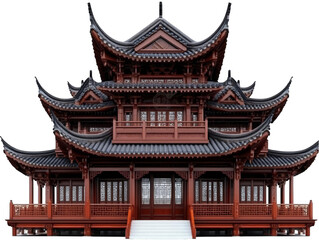 Naklejka premium Detailed Illustration Of A Traditional Chinese Temple Isolated On Transparent Background