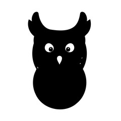 Black Owl Silhouette on a White Background
