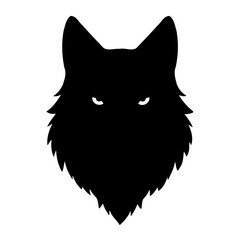 Eerie Wolf Gaze, Dark Silhouette on White Canvas