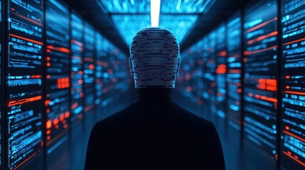 Analyzing big data technology in a futuristic server environment virtual perspective visual content