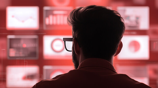 Marketer tracking online ads, AI-powered insights, audience behavior, strategic decisions.