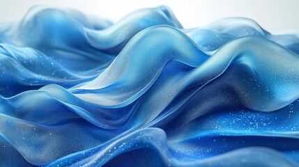 Fototapeta premium Abstract blue rippling fabric texture with subtle sparkles, soft and flowing