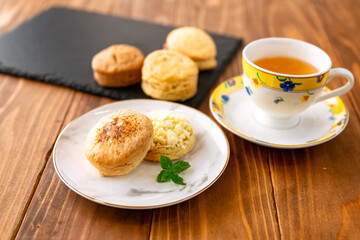 アフタヌーンティー　スコーン　イメージ　Afternoon tea scone image