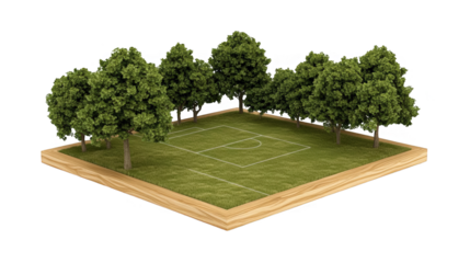 Isolated 3D Illustration Of Green Trees And Grass Park On Transparent Background