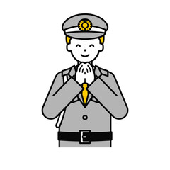 上半身のポーズ_シンプルな警備員の男性07