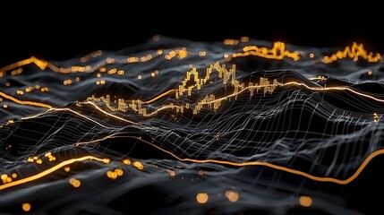 Dynamic data visualization digital environment graphic content technology landscape abstract view