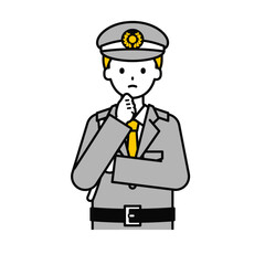 上半身のポーズ_シンプルな警備員の男性10