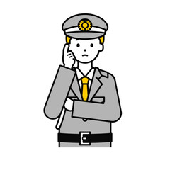 上半身のポーズ_シンプルな警備員の男性12