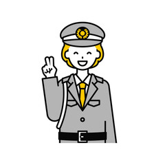 上半身のポーズ_シンプルな警備員の女性04