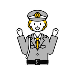 上半身のポーズ_シンプルな警備員の女性06