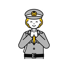 上半身のポーズ_シンプルな警備員の女性07