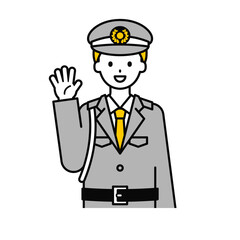 上半身のポーズ_シンプルな警備員の男性02