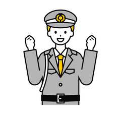 上半身のポーズ_シンプルな警備員の男性06