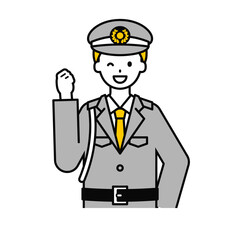 上半身のポーズ_シンプルな警備員の男性05