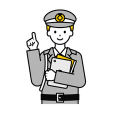 上半身のポーズ_シンプルな警備員の男性16