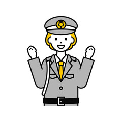 上半身のポーズ_シンプルな警備員の女性06