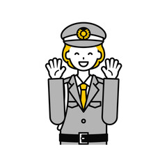 上半身のポーズ_シンプルな警備員の女性09
