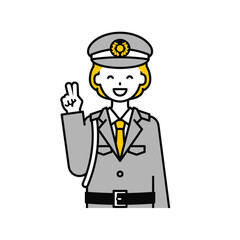 上半身のポーズ_シンプルな警備員の女性04