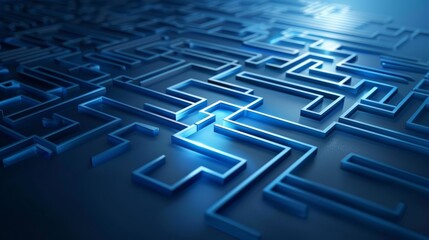 Navigating the labyrinth, complex blue square maze puzzle design intricate