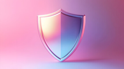 Cyber security safety shield in minimalistic style. 3d vector illustration. white background