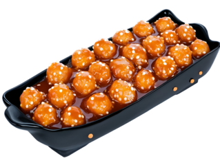 Isolated Food Photo Delicious Sweet Orange Balls On Black Dish