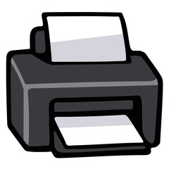 Paper printer. Editable color vector