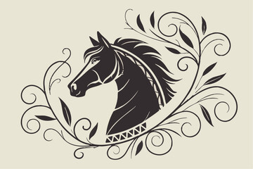 Horse head silhouette in ornament
