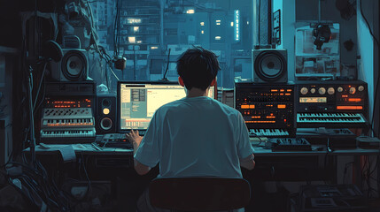 Lo-Fi music picture The background that goes well with the lo-fi music genre Generative AI 16:9
