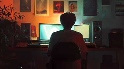 Lo-Fi music picture The background that goes well with the lo-fi music genre Generative AI 16:9