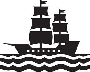 Vector Black Traveling with Cruise Ship