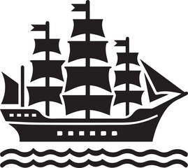 Vector Black Traveling with Cruise Ship